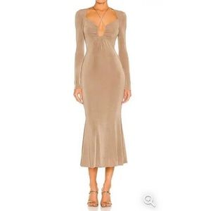 NWT Jason Wu Taupe Long Sleeve Midi Dress